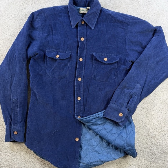St. John's Bay Other - Vintage St Johns Bay Shacket Mens Small Blue Corduroy Quilt Lined Shirt Jacket
